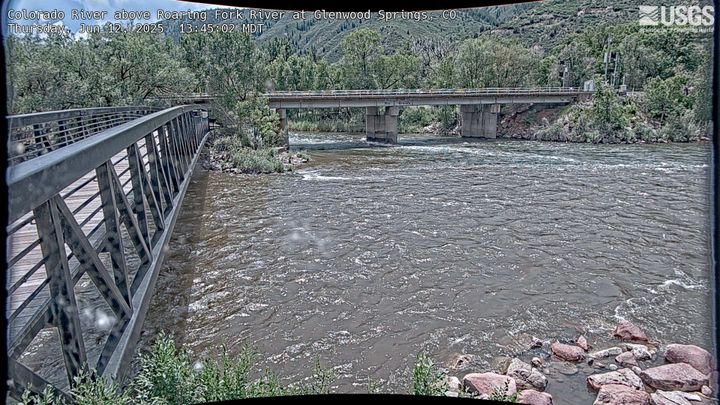Most recent image of the Roaring Fork River at Glenwood Springs, CO